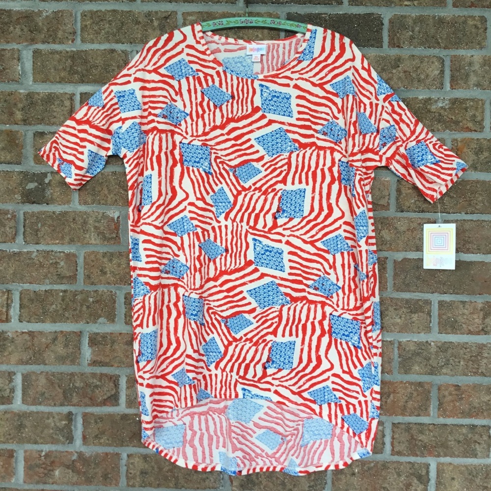 NWT LuLaRoe Irma Top American Flag XS Patriotic